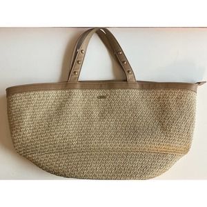 Sun 'N' Sand tote bag , Beige Linen Color With Tan Straps